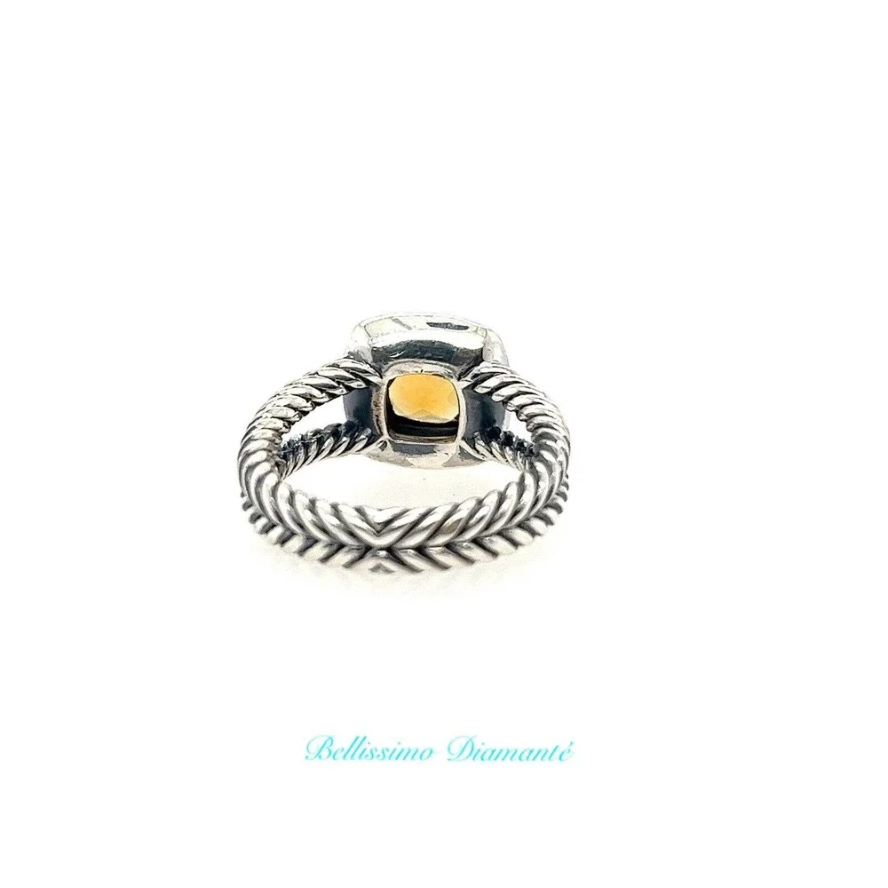 David Yurman Sterling Silver Citrine & Diamond Petite Albion Ring Size 8